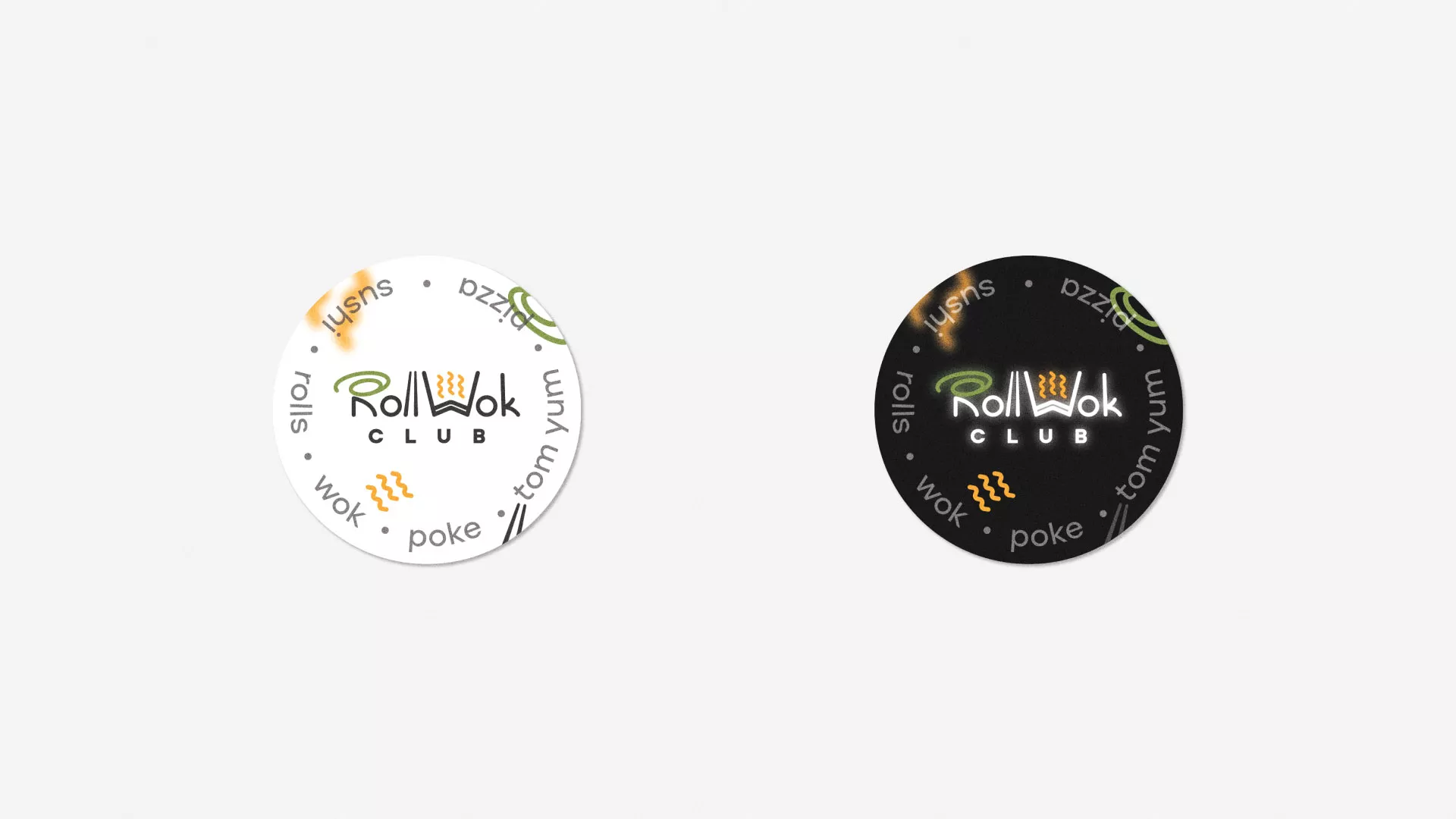 Разработка наклеек для суши-бара «Roll Wok Club» в Перми